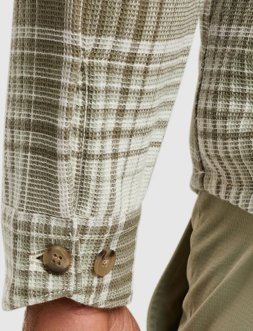 katoenen Cast Iron overshirt beige geruit normale fit