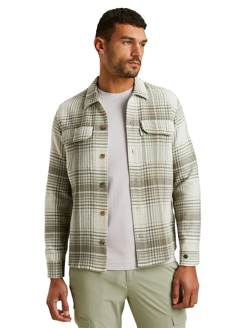 katoenen Cast Iron overshirt beige geruit normale fit