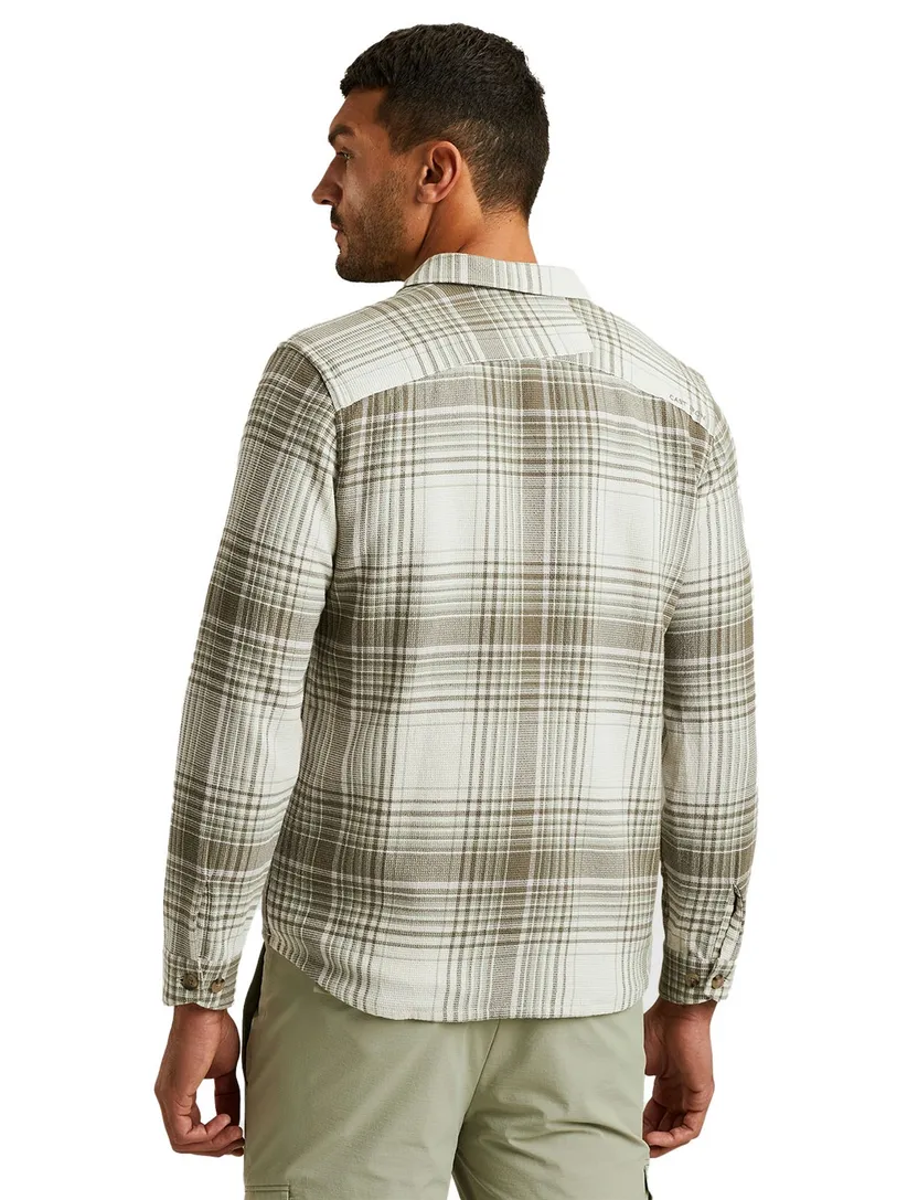 katoenen Cast Iron overshirt beige geruit normale fit