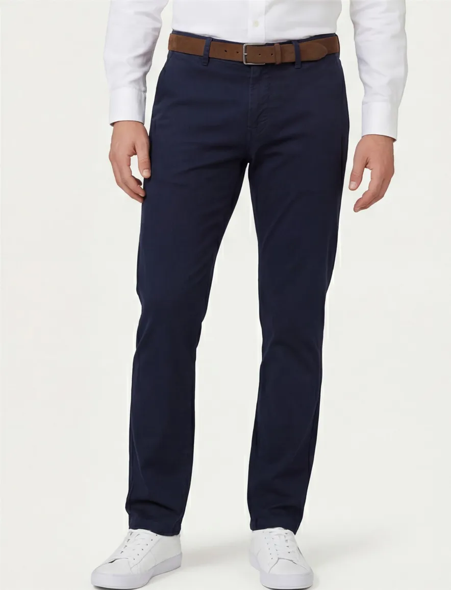 Cast Iron chino donkerblauw effen normale fit katoen