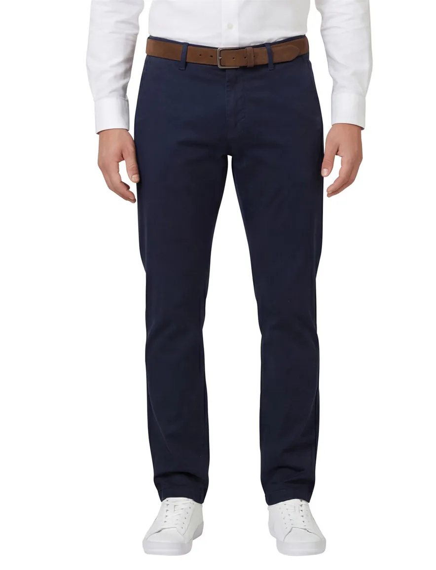 Cast Iron chino donkerblauw effen normale fit katoen