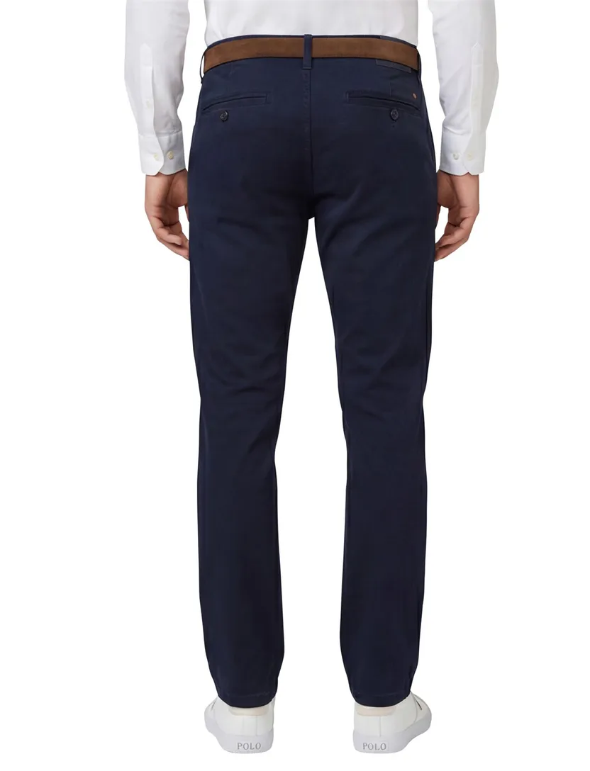 katoenen Cast Iron chino effen donkerblauw normale fit