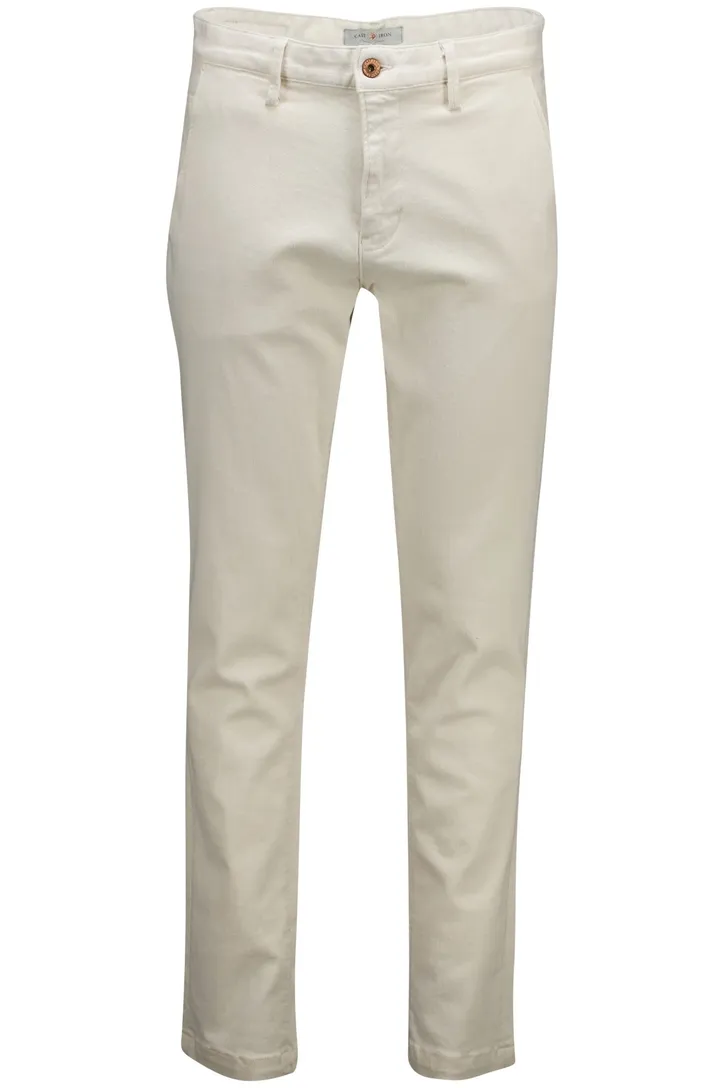 katoenen chino Cast Iron effen crème normale fit
