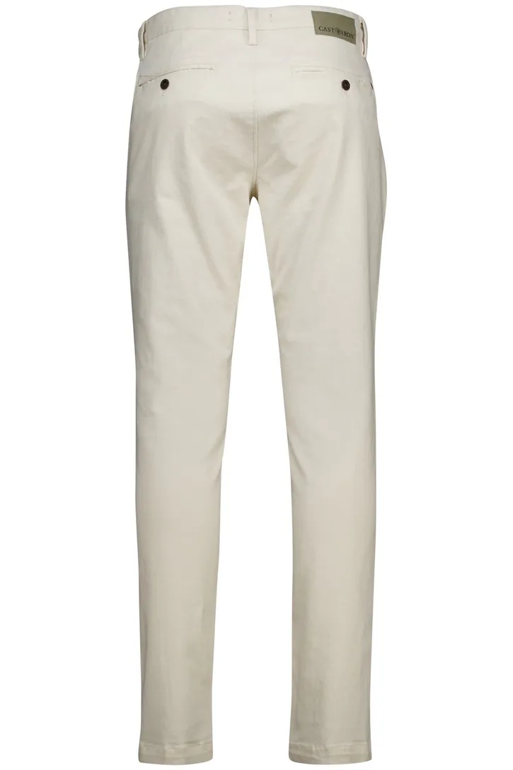 katoenen chino Cast Iron effen crème normale fit