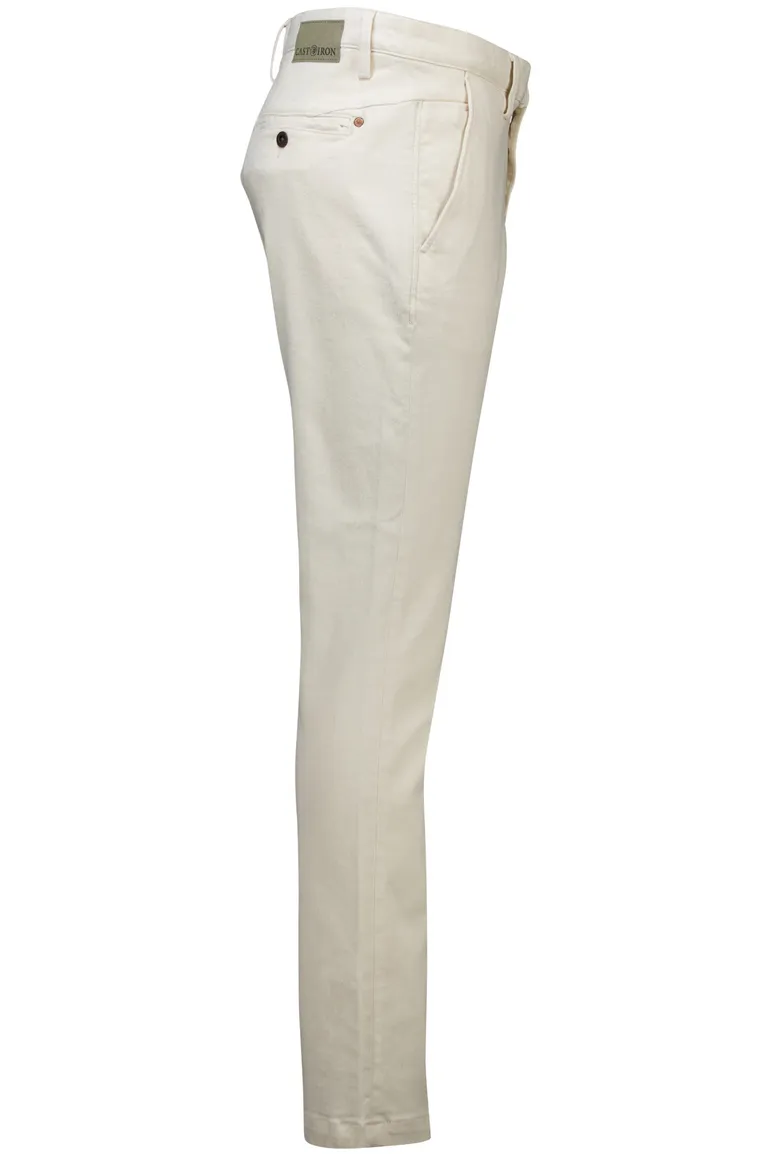 Cast Iron chino crème effen Shiftback normale fit katoen