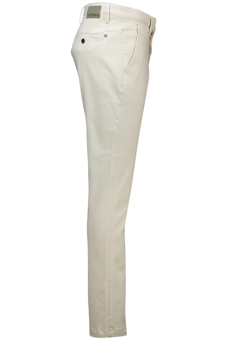 katoenen chino Cast Iron effen crème normale fit