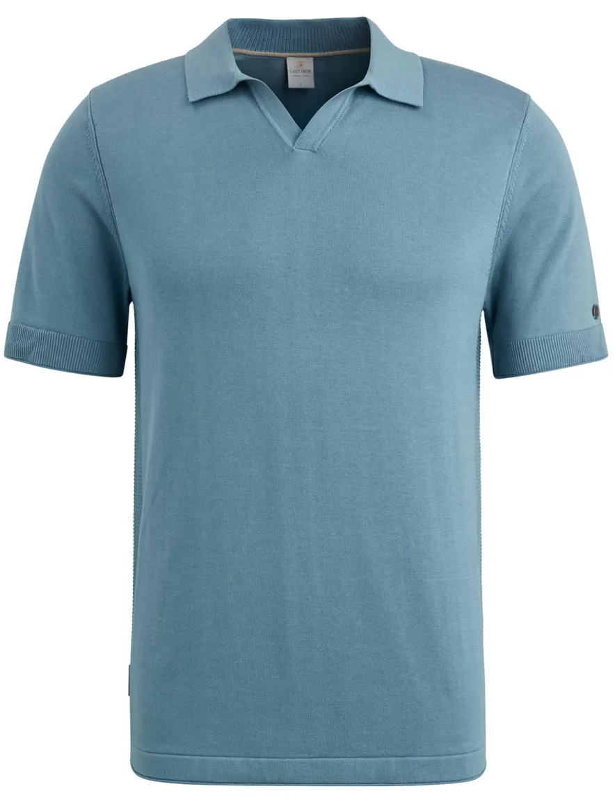 Cast Iron polo blauw effen normale fit