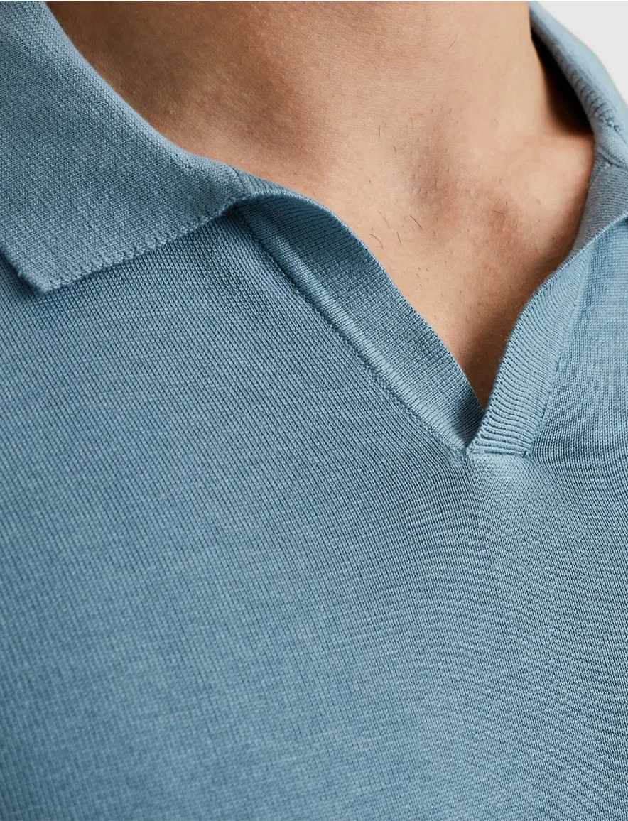 Cast Iron polo blauw effen normale fit