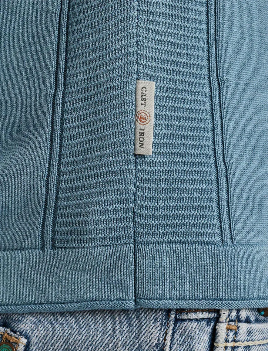 Cast Iron polo blauw effen normale fit