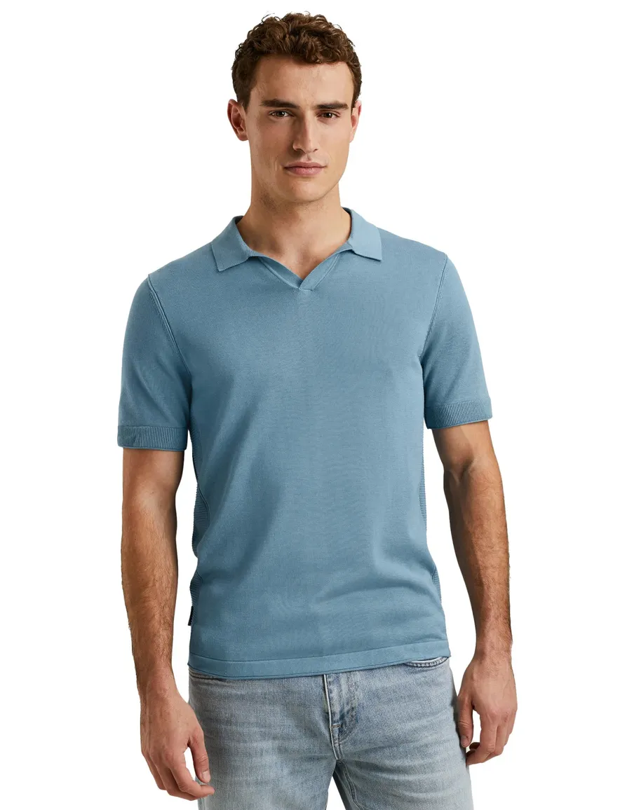 Cast Iron polo blauw effen normale fit