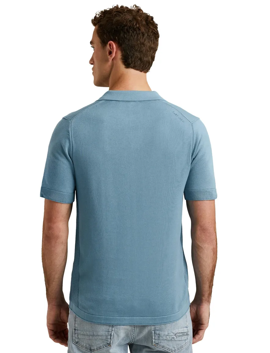 Cast Iron polo blauw effen normale fit