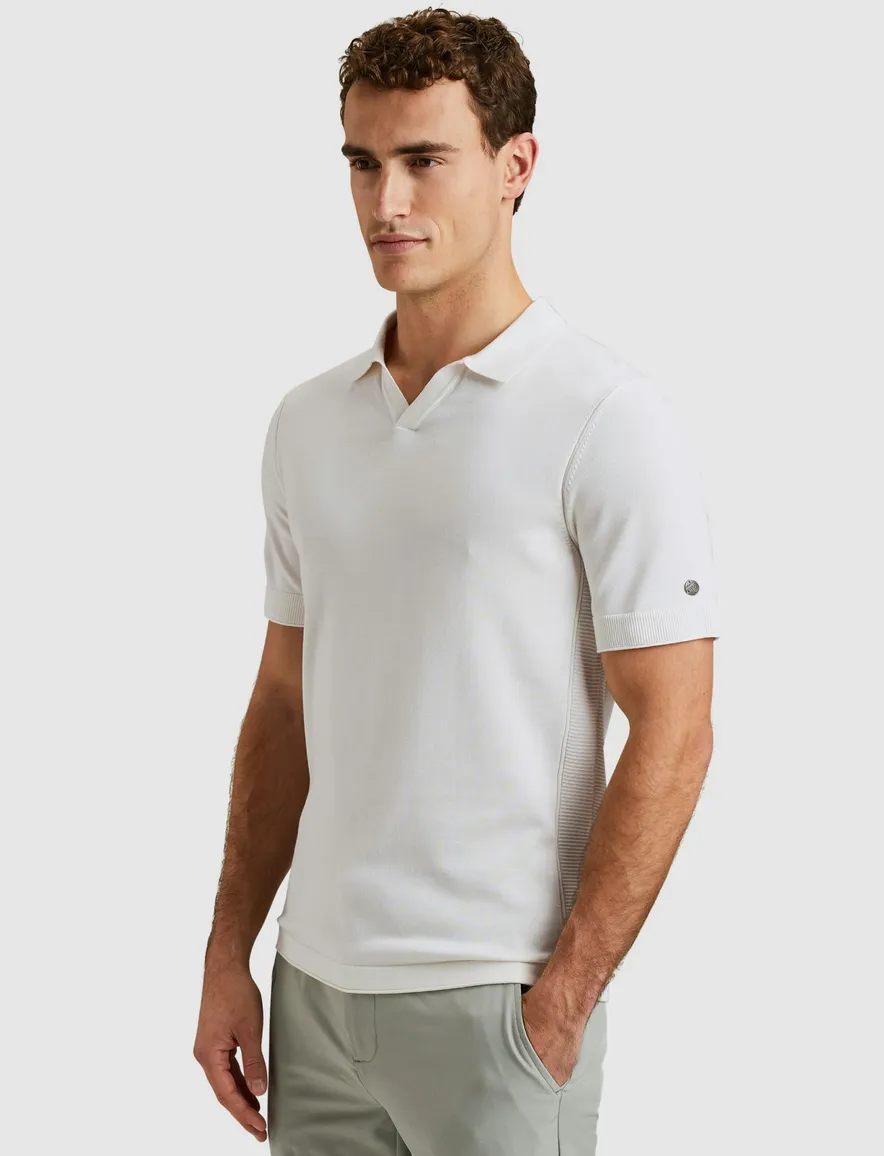 Cast Iron Short effen wit polo katoen normale fit