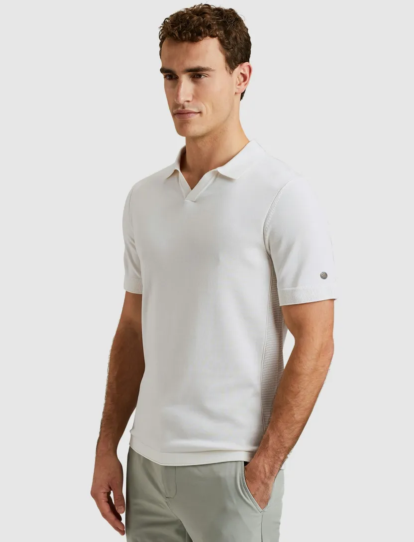 Cast Iron Short wit polo effen katoen normale fit