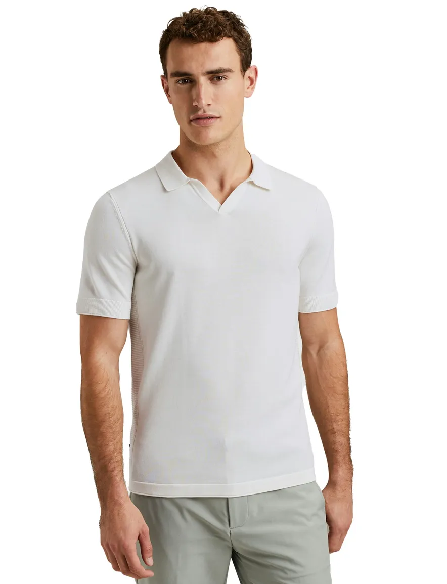 Cast Iron Short effen wit polo katoen normale fit