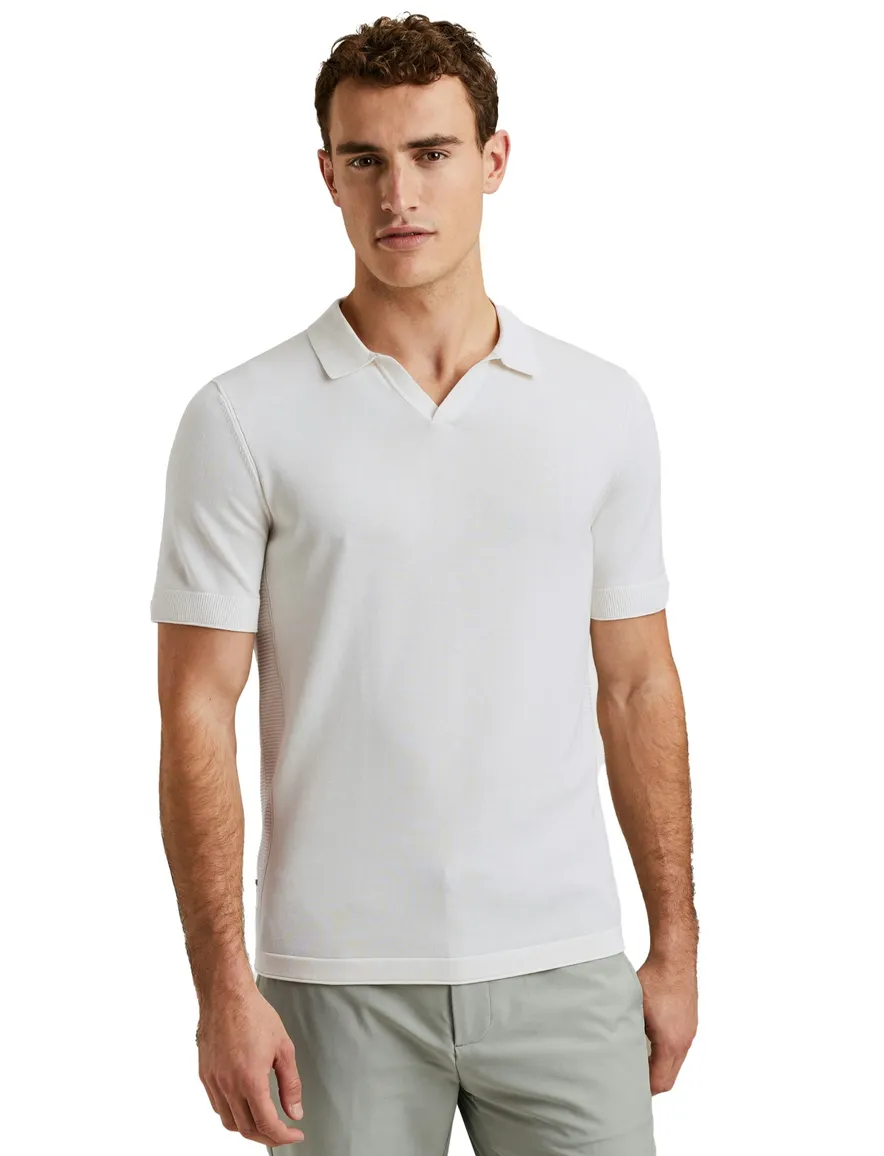 Cast Iron Short effen wit polo katoen normale fit