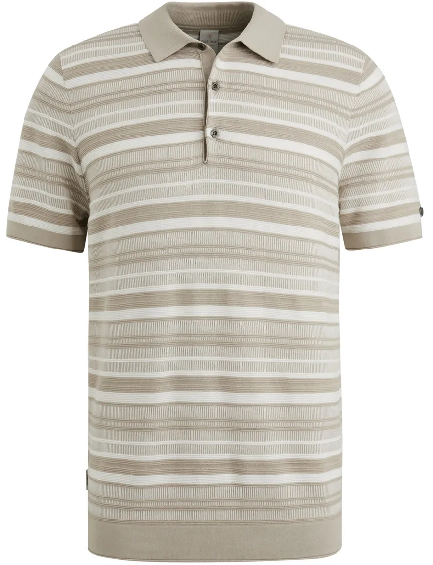 Cast Iron polo beige gestreept 3 knoops normale fit