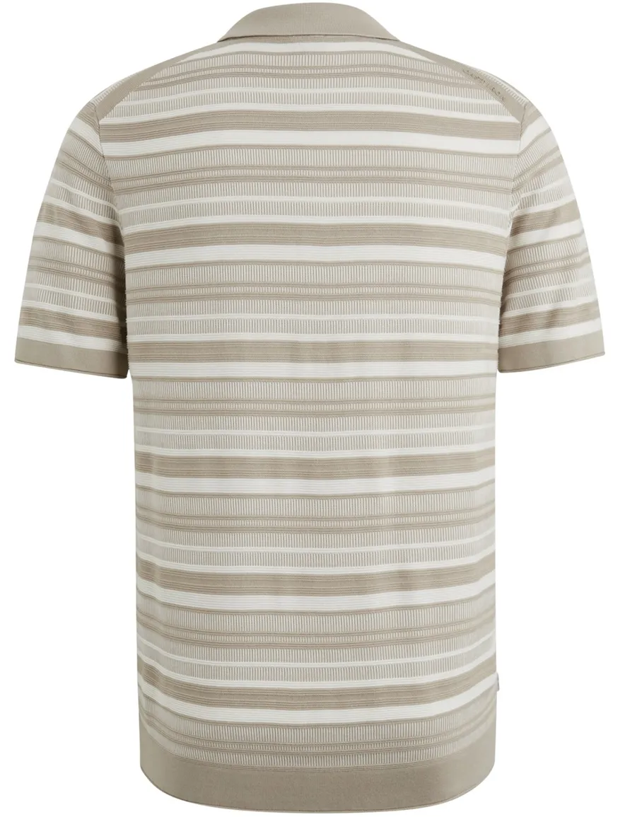 Cast Iron polo beige gestreept 3 knoops normale fit