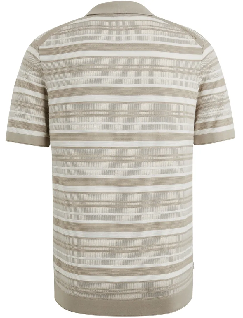 Cast Iron polo beige gestreept normale fit katoen