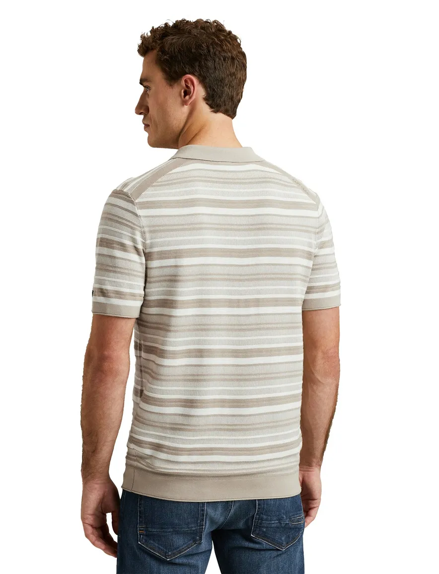 Cast Iron polo beige gestreept 3 knoops normale fit