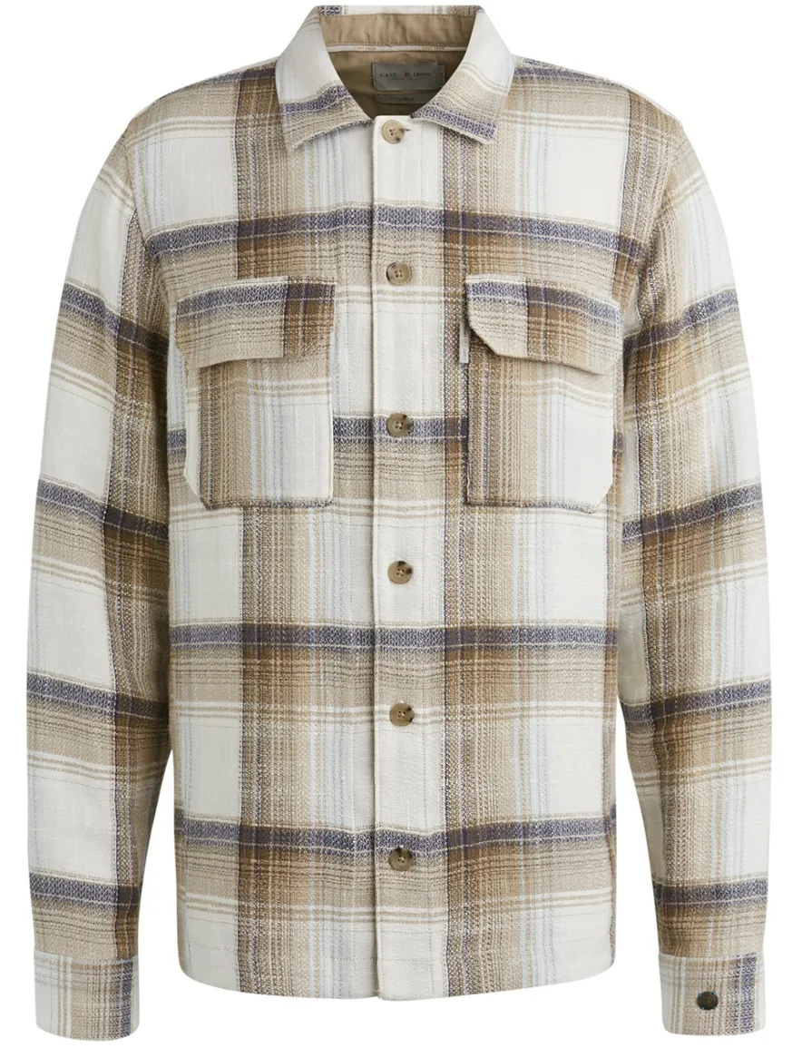 Cast Iron overshirt geruit bruin katoen viscose