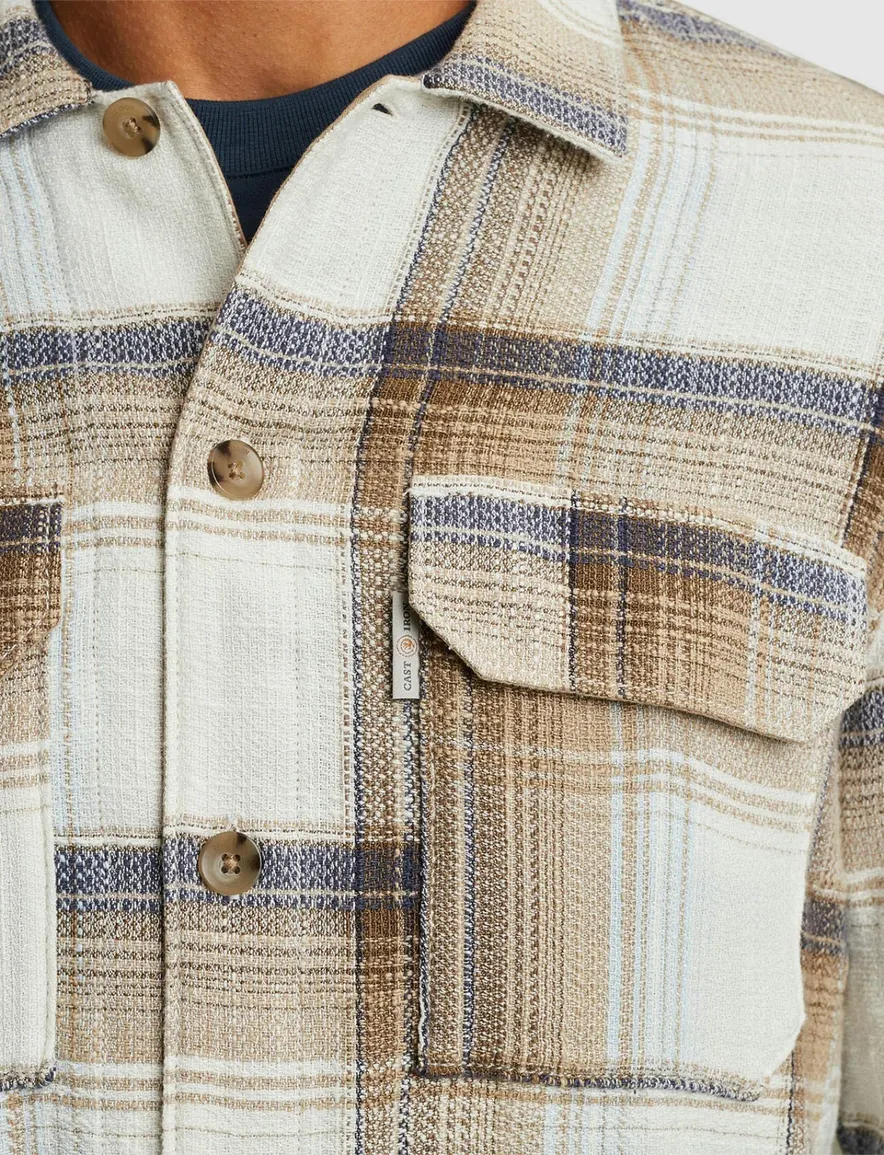 Cast Iron overshirt geruit bruin katoen viscose