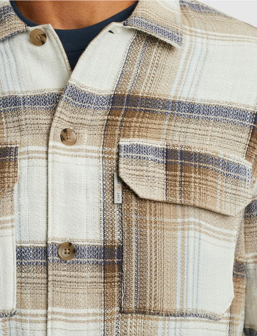 Cast Iron overshirt geruit bruin katoen viscose