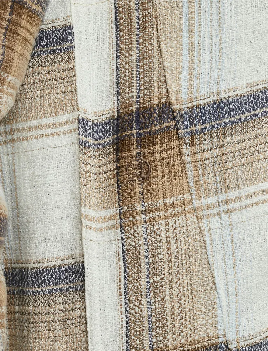 Cast Iron overshirt geruit bruin katoen viscose