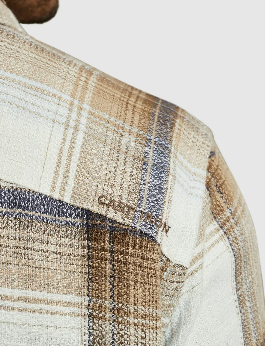 Cast Iron overshirt geruit bruin katoen viscose