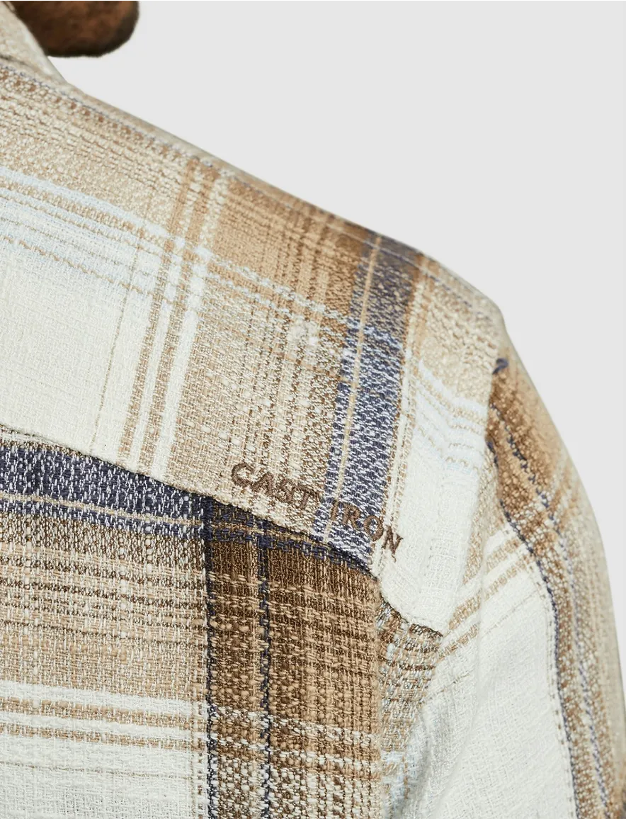 Cast Iron overshirt geruit bruin katoen viscose