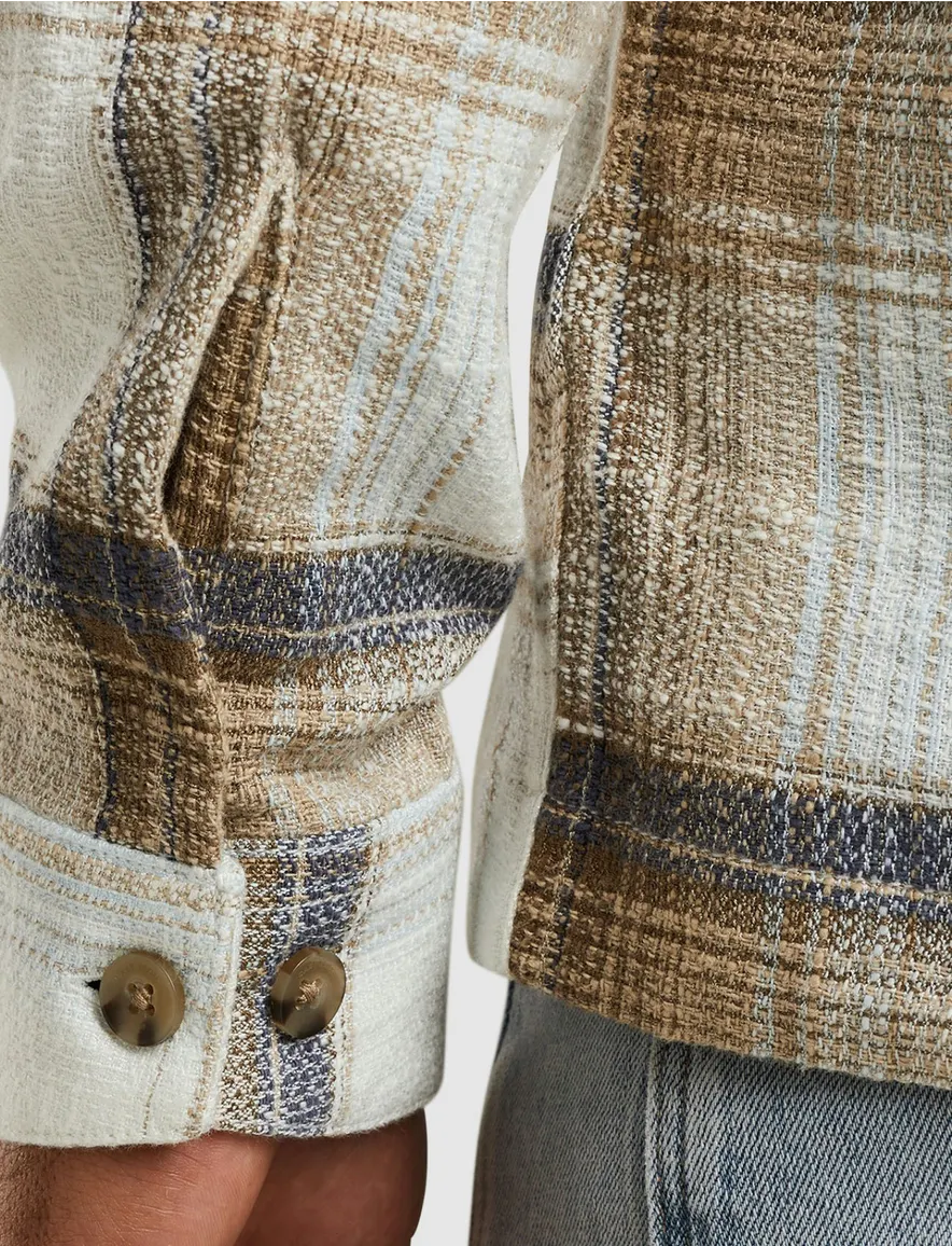Cast Iron overshirt geruit bruin katoen viscose