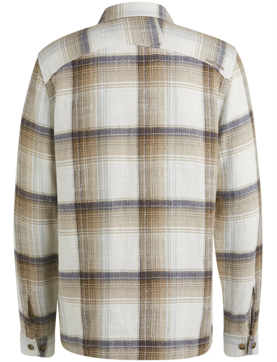 Cast Iron overshirt geruit creme katoen viscose