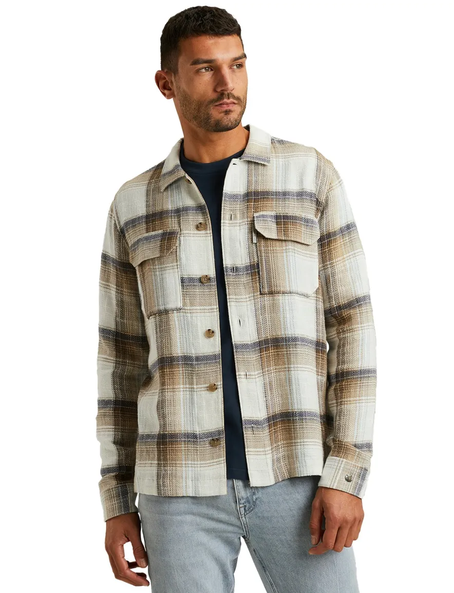 Cast Iron overshirt geruit bruin katoen viscose