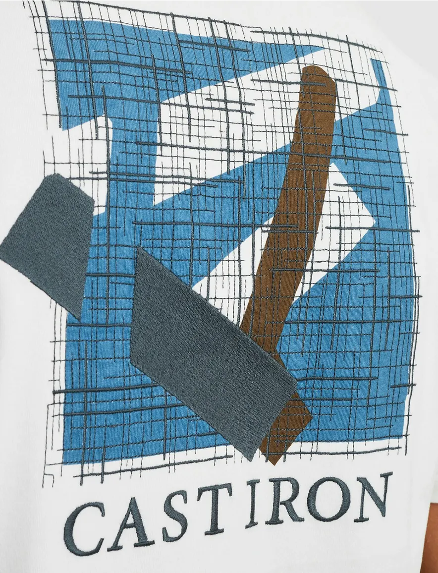 Cast Iron T-shirt jersey wit met opdruk katoen