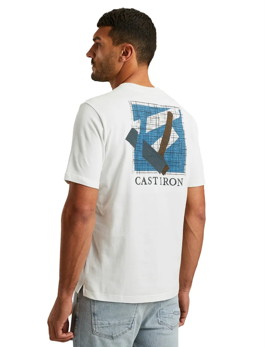 Cast Iron T-shirt jersey wit met opdruk katoen