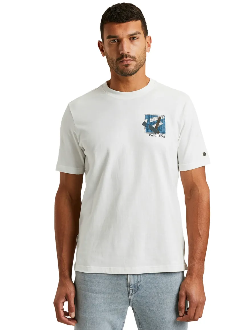 Cast Iron T-shirt jersey wit met opdruk katoen
