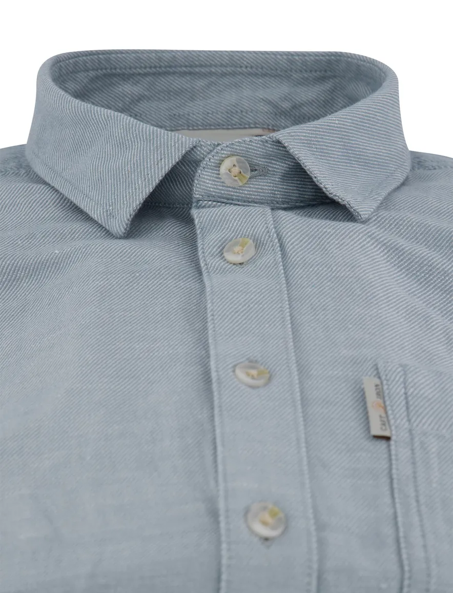 Cast Iron overhemd blauw gemeleerd semi-wide collar