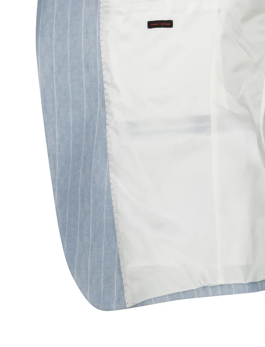 Zuitable DiNick mix en match colbert lichtblauw gestreept slim fit