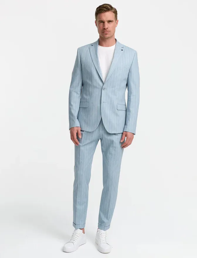 Zuitable DiSpartaflex mix en match pantalon lichtblauw gestreept