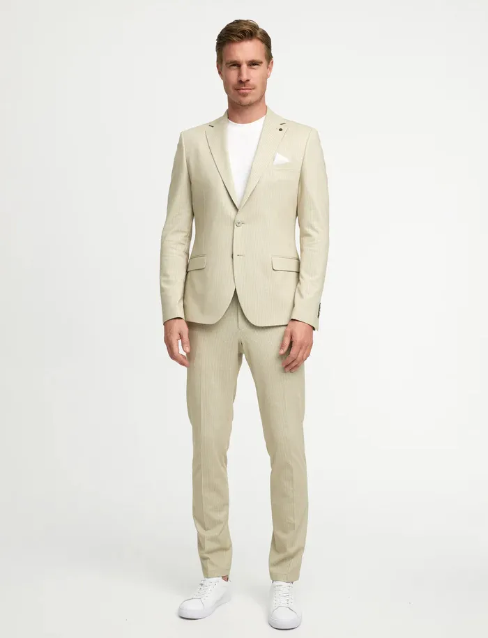 Zuitable pantalon DiSpartaflex chino beige gestreept