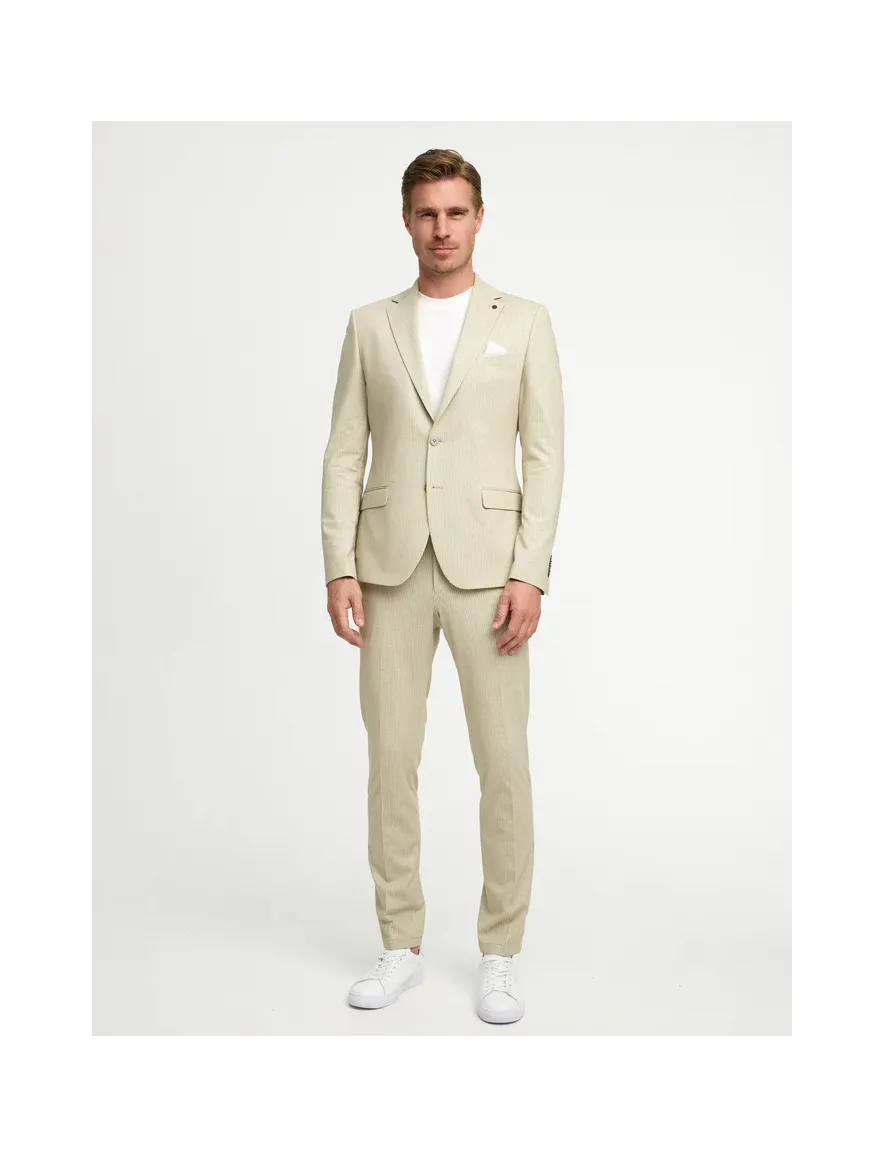 Zuitable pantalon DiSpartaflex chino beige gestreept
