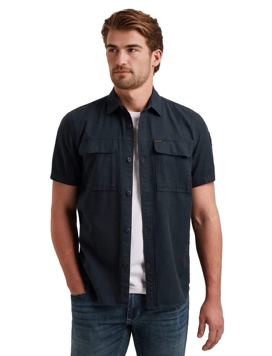 PME Legend overhemd donkerblauw korte mouw