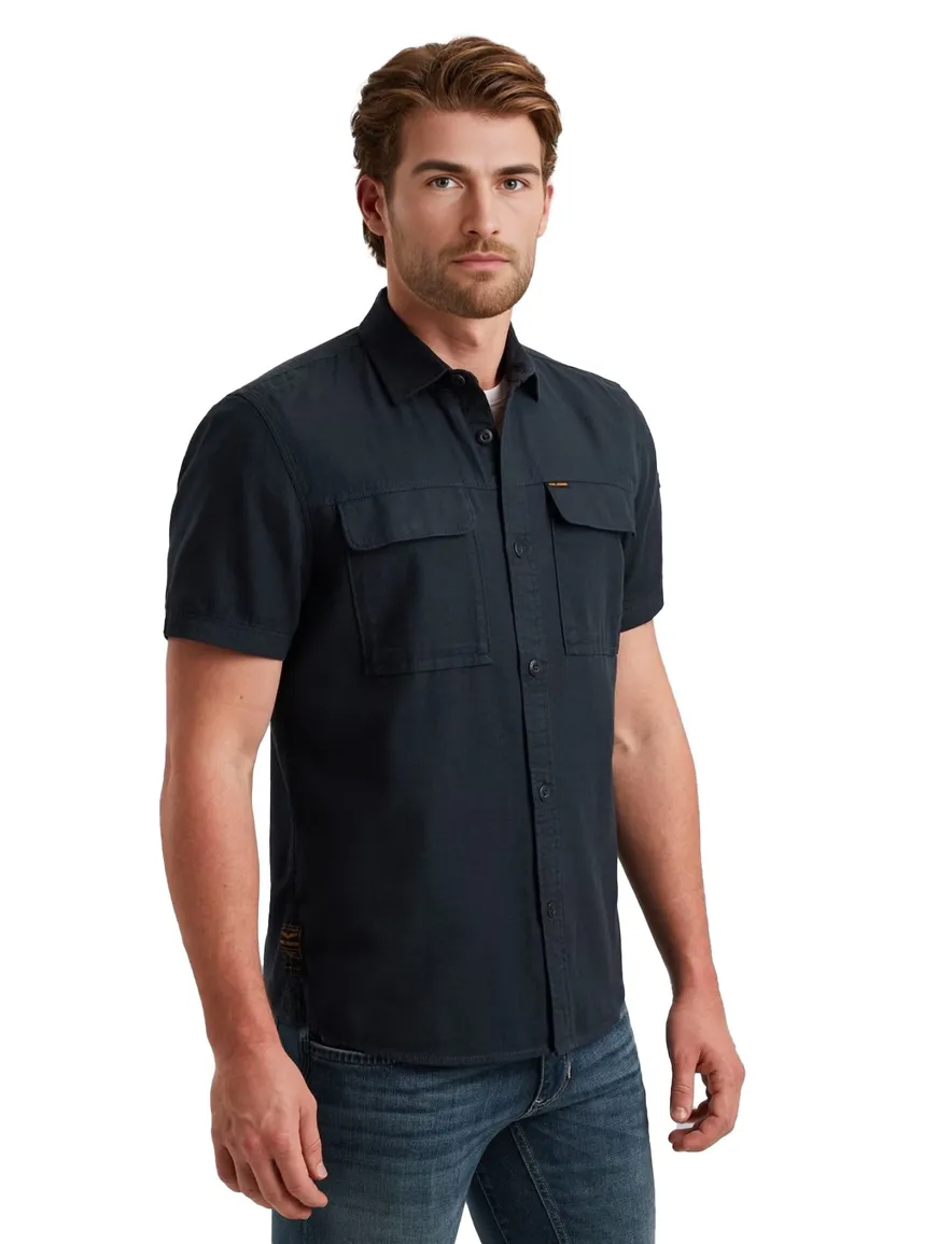 PME Legend overhemd donkerblauw korte mouw