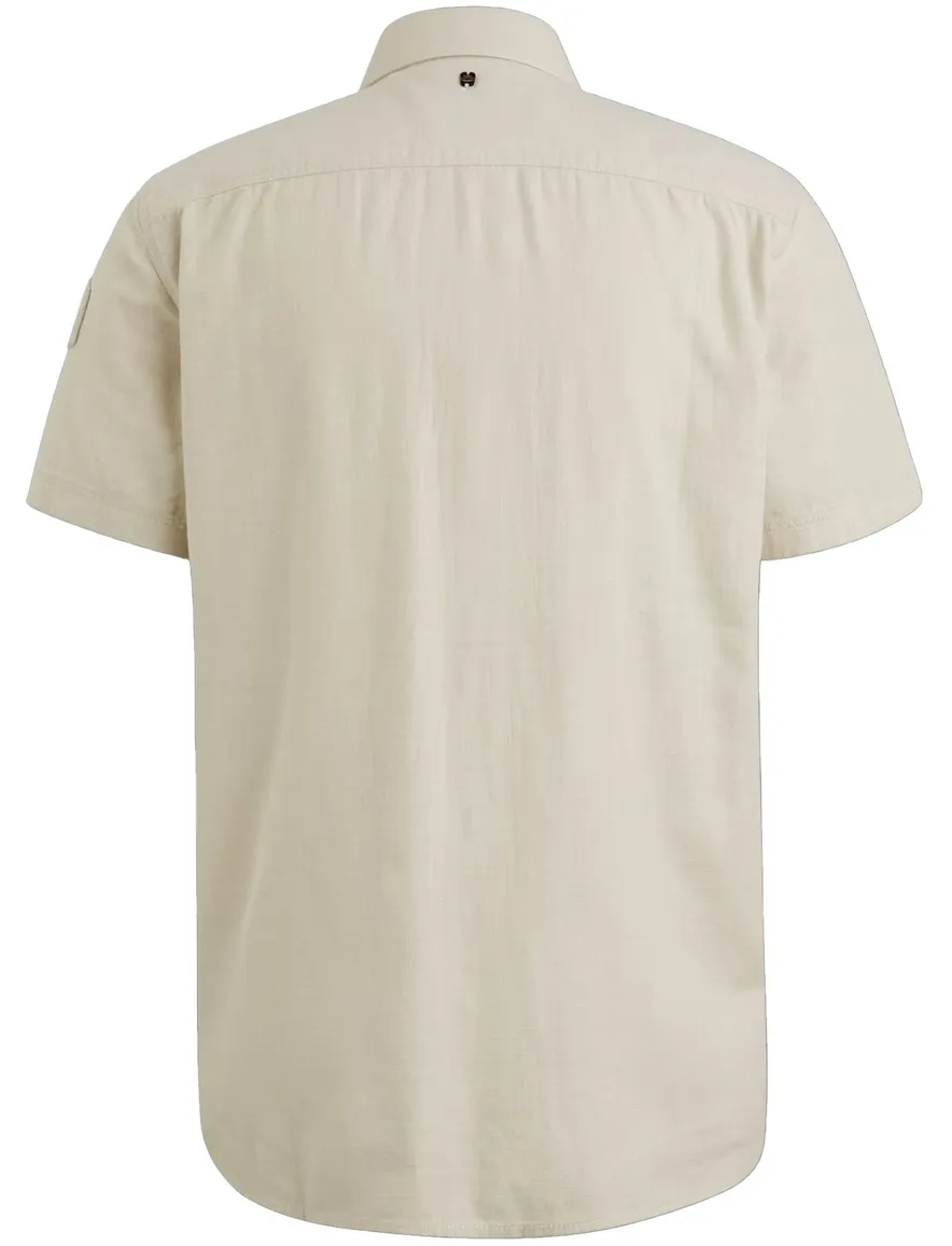 PME Legend overhemd beige korte mouw effen