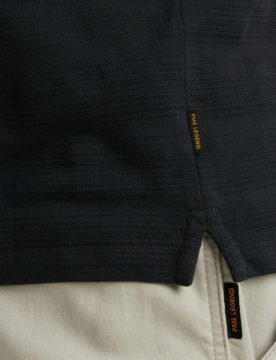 PME Legend polo korte mouw jersey donkerblauw gestreept