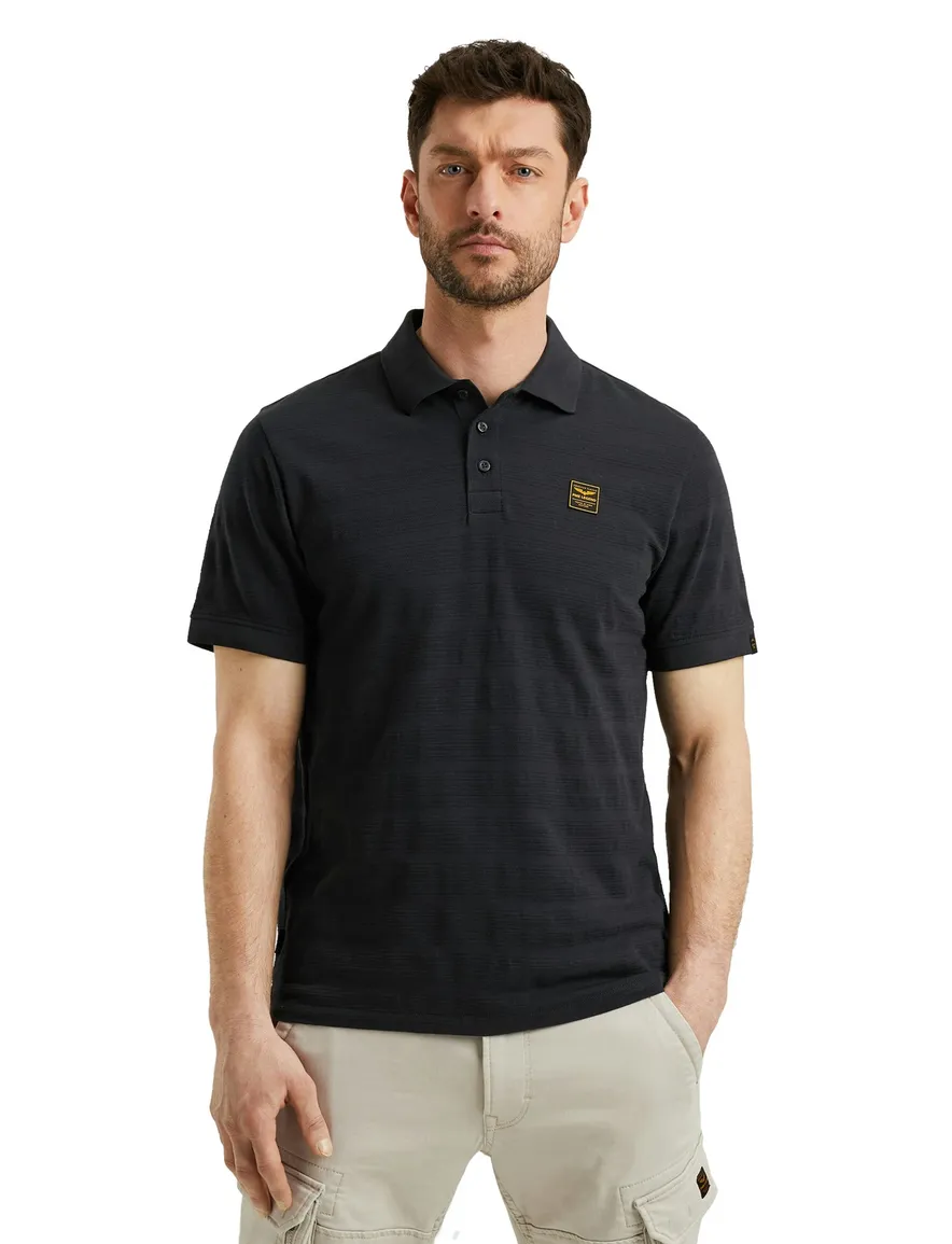 PME Legend polo korte mouw jersey donkerblauw gestreept