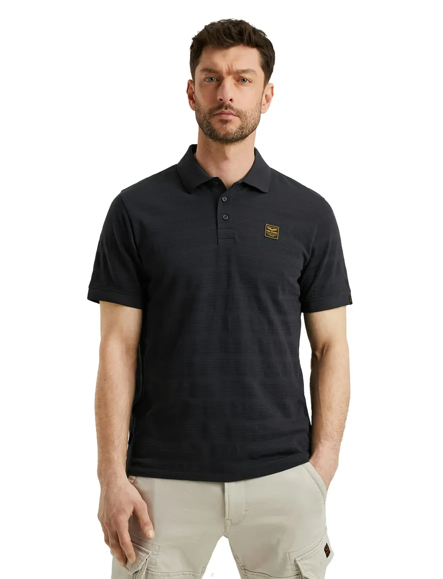PME Legend polo korte mouw jersey donkerblauw gestreept