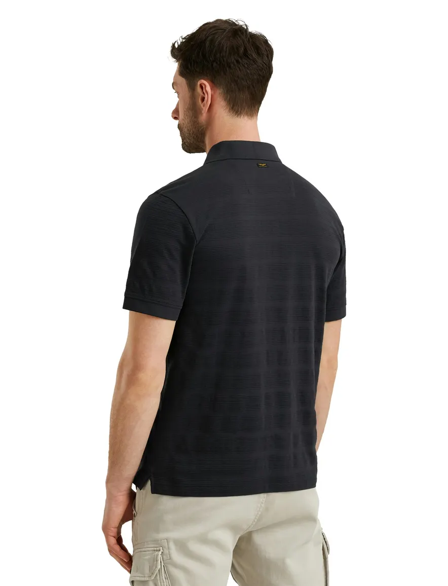 PME Legend polo korte mouw jersey donkerblauw gestreept