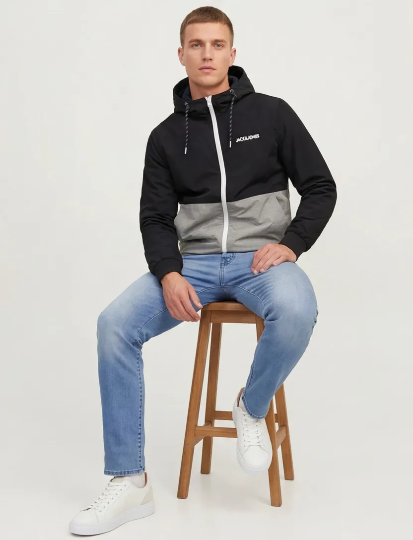 Plus Size Jack & Jones zomerjas navy grijs