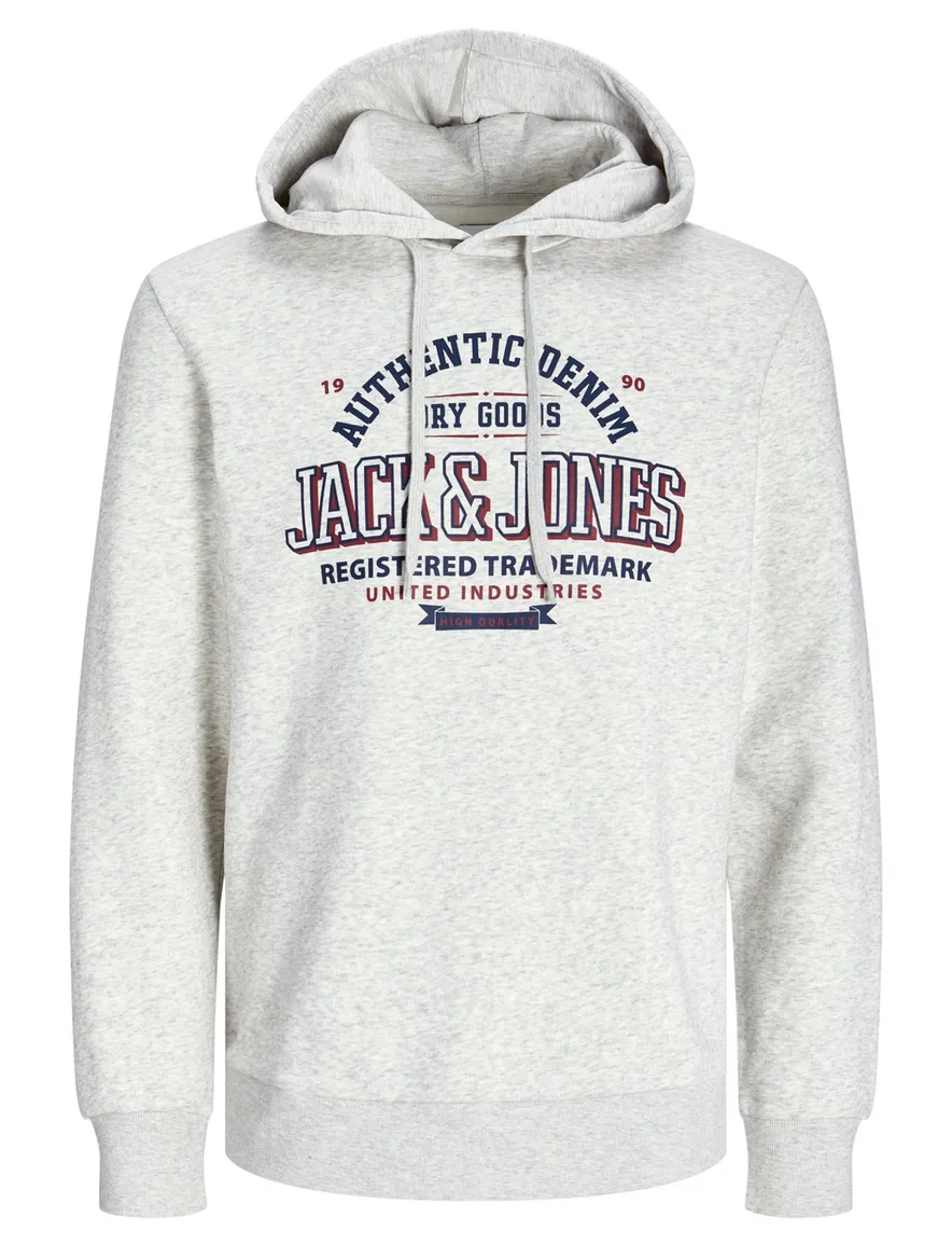 Jack & Jones hoodie wit gemeleerd Plus Size