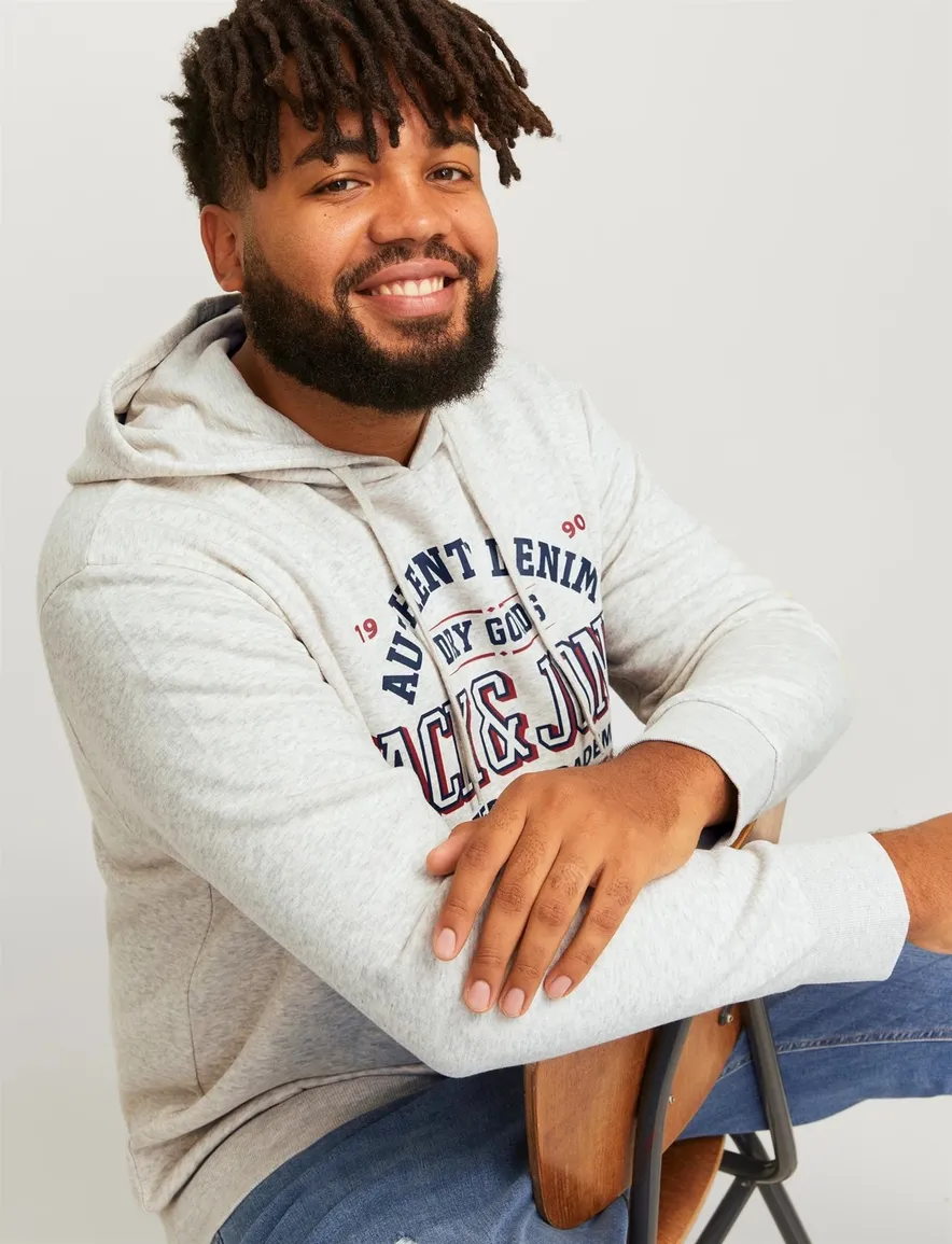 Jack & Jones hoodie wit gemeleerd Plus Size